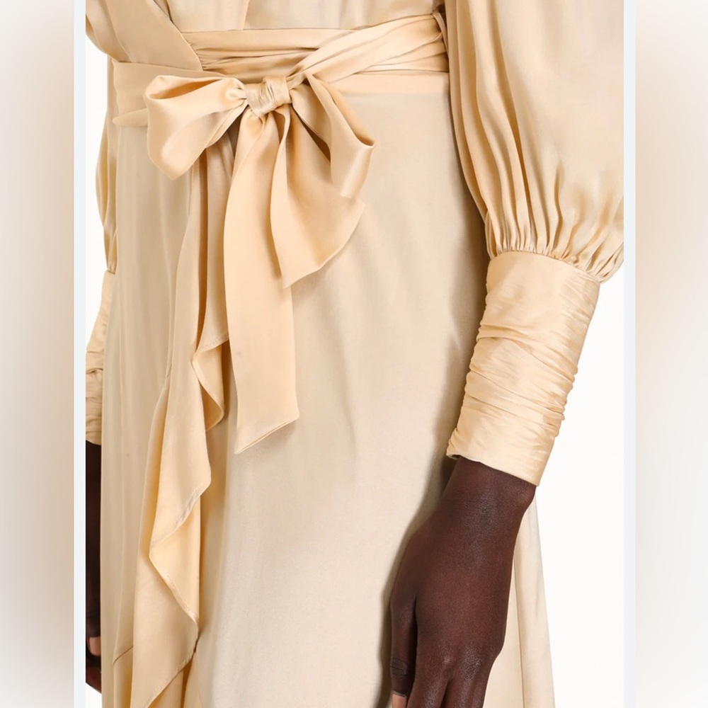 Zimmermann Silk Cream Wrap Midi Dress - Picture 3 of 10